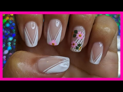 DECORACIÓN DE UÑAS FRANCES Y FLORES ROSADAS | FLOWERS NAILART ♥ NailArt By Andy
