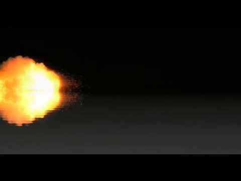 Slow Motion Fireball Horizontal Flames and Explosion with Ripple Reflection After Effects Video Clip