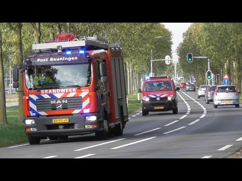 Prio 1 TS 08-4231 en DB 08-4281 met spoed naar een ongeval beknelling op de Schoenaker in Beuningen