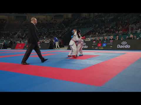  2025 Cairo quarter-final Female Kumite -55 kg:Daiyana Darenskaya (KAZ) vs Elena Quirici (SUI)