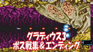 グラディウス3ボス戦集&エンディング_GARADIUSⅢ All Boss Battles Compilation&Ending