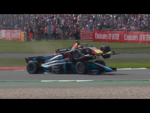 Dennis Hauger AIRBOURNE Crash - 2022 F2 British Grand Prix