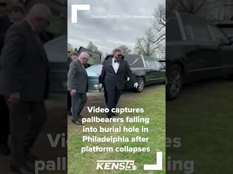 Pallbearers fall into grave in Philadelphia after ground collapses