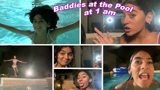 BADDIES in the POOL at 1 AM | Mercedes and Evangeline Lomelino