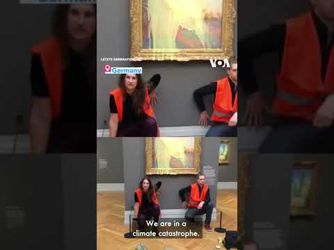 Climate Activists Throw Mashed Potatoes at Monet Painting
