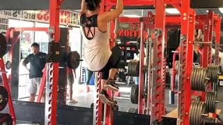 Janice does a pull-up!