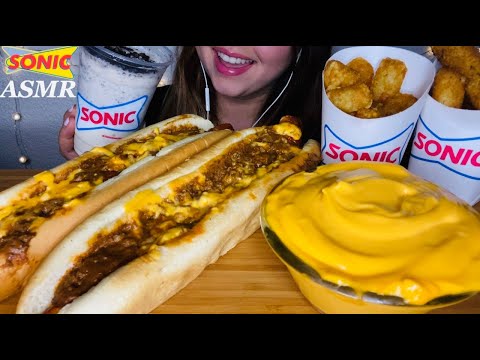 ASMR SONIC CHILI CHEESE CONEYS, MOZZARELLA STICKS,...