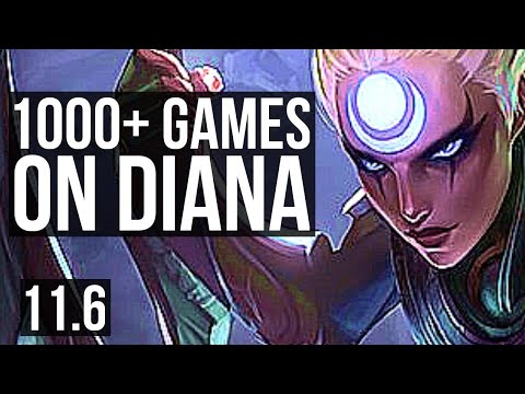DIANA vs QIYANA (MID) | 6 solo kills, 1000+ games, Godlike, 800K mastery | BR Master | v11.6