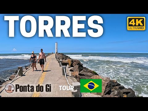 Ciudad de TORRES en RIO GRANDE DO SUL #walking 4k MAR y COSTA ATLÁNTICA DE BRASIL 