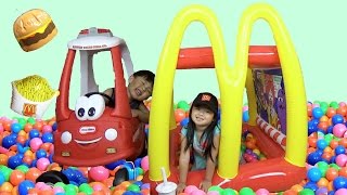Playtime with McDonald's Drive-Thru GIANT Inflatable Ball Pit and Pretend Food