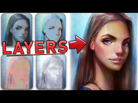 How to render digital art using layers - BRUSHES...