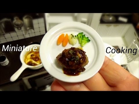 Miniature Cooking #5-ミニチュア料理-『ハンバーグのきのこソース Mushroom source of a hamburger』Edible Tiny Food Video