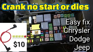 Crank no start or Starts and dies Dodge, Chrysler, Jeep EASY FIX