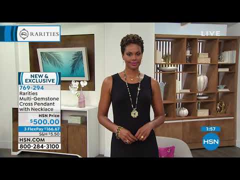 Rarities  GoldPlated MultiGemstone Cross Pendant and Bea...