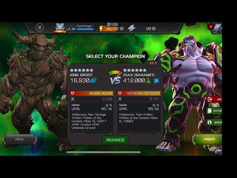 King Groot solos 8.2 Bahamet. World’s first solo with King Groot! #mcoc