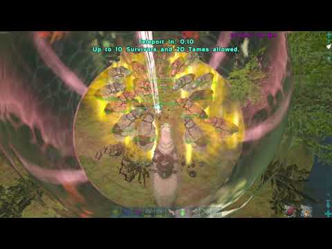 ARK Survival Evolved Fjordur Boss Fight - Megatherium vs Alpha Broodmother Lysrix