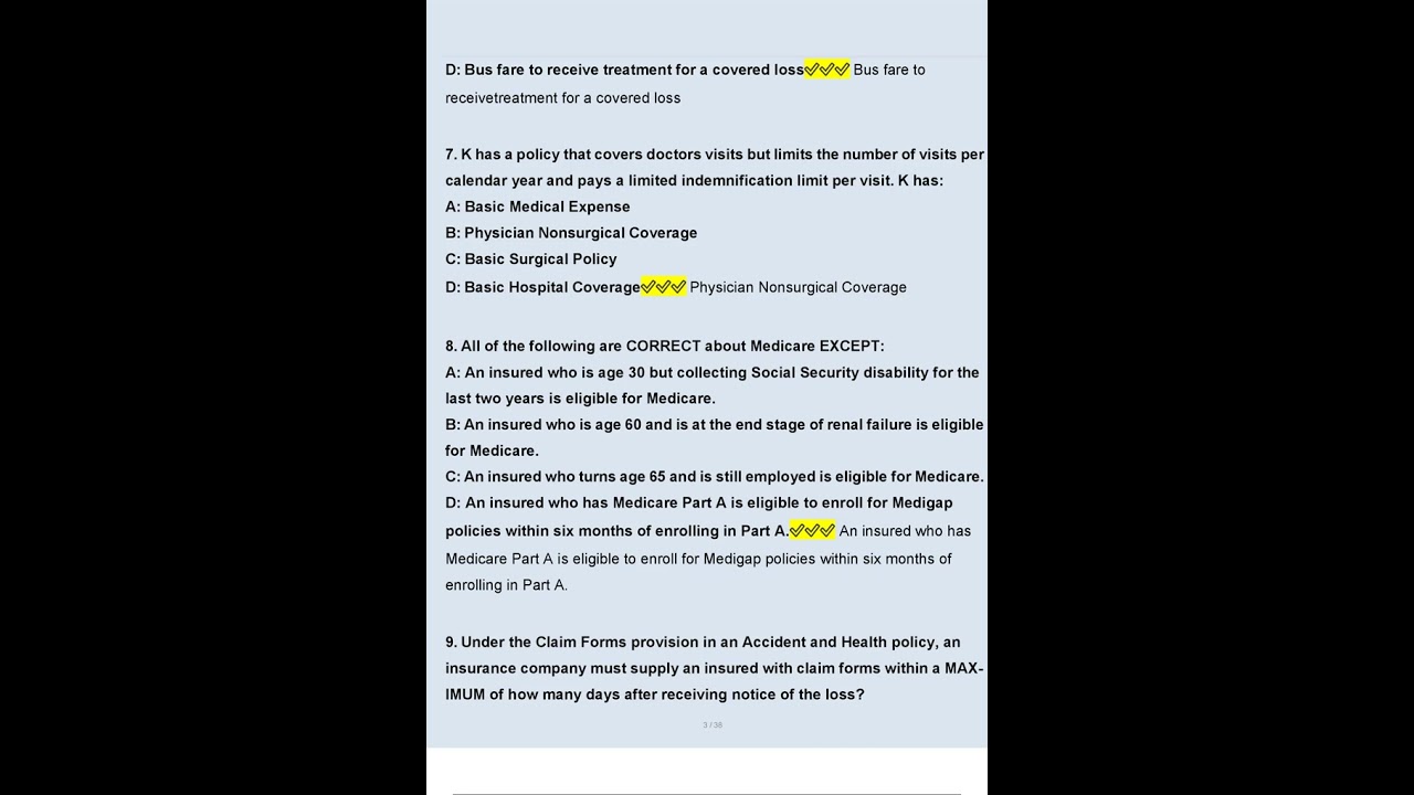 ACCIDENT AND HEALTH INSURANCE AGENT EXAM QUESTIONS AND ANSWERS 2025 100 CORRECT VERIFIED ANSWERS 1