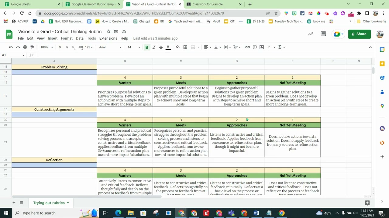 Google Classroom Rubric Templates