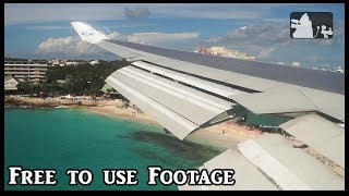 KLM Boeing 747 landing at St Maarten (free to use footage)