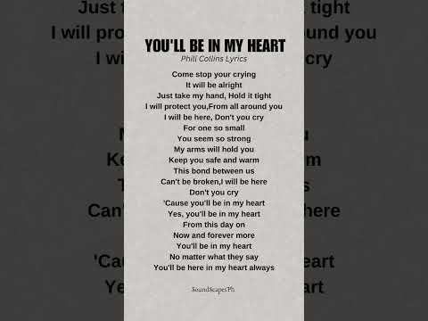 You'll Be In My Heart By NIKKI (Phill Collins Lyrics) #song #music #lyrics #musiclyrics #spotify