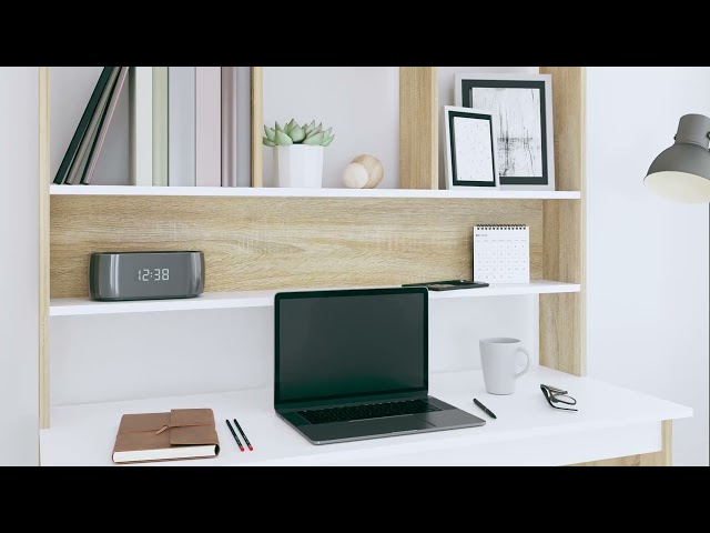 VidaXL Escritorio con Estantes Aglomerado 110x45x157cm Blanco/Sonoma video