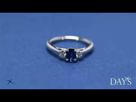 Oval Sapphire Ring in 14k White Gold with Diamonds (1/7ct tw)