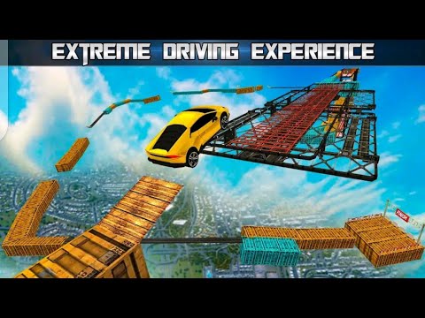 impossible stunt car tracks 3d: blue car driving stunts levels 14 & 15 - android gameplay 2022