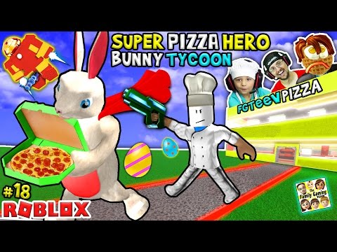 ROBLOX Super Pizza Hero Easter Bunny Tycoon! FGTEEV #18 Superhero Eggs w/ Hulkbuster
