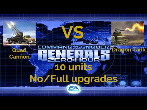 Command and Conquer Generals ZeroHour 10 Quad Cannons VS Dragon Tanks