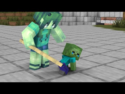 Baby Zombie and Unhappy Family - Sad Story - Minecraft Animation