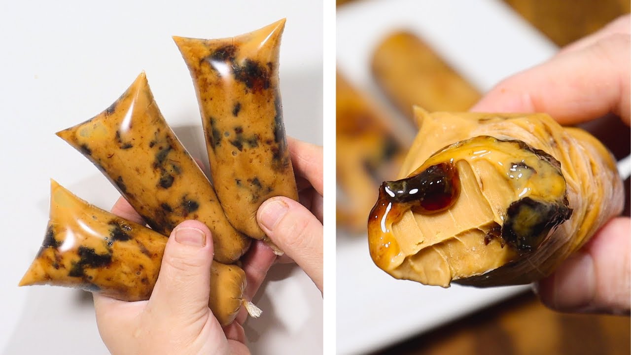 GELADINHO GOURMET DE DOCE DE LEITE COM CALDA DE AMEIXAS | SACOLÉ | CHUP-CHUP