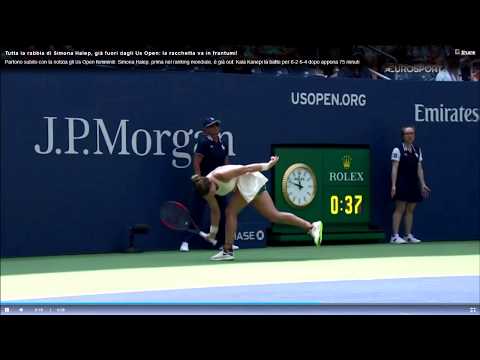 Halep smashes racquet in US Open vs Kanepi