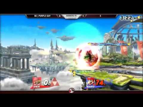 Smash 4 Versus Weekly 12/10/15 - Winners R1 - Purple Guy (Sheik) vs E (Mario)