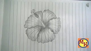 cara menggambar bunga kembang sepatu (speed drawing)