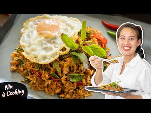 Easy THAI BASIL PORK Fried Rice Recipe • Khao PAD KRA PAO Moo • Nin is Cooking