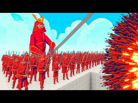 100x SAMURAI ARMY +3x GIANT vs 1x EVERY GOD   Totally Accurate Battle Simulator TABS