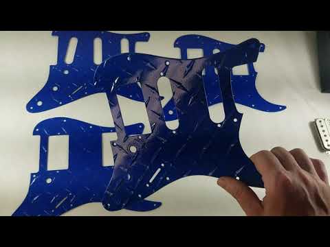 Blue Aluminum Diamond Plate HSH Strat Pickguard Fits Fender Stratocaster image 10