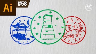 일러스트레이터 강좌 #58 - 얼룩덜룩 빈티지한 스탬프 디자인
