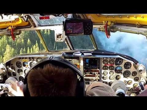Lockheed P2V Airtanker in the Bottom of a Canyon-Pilot's View