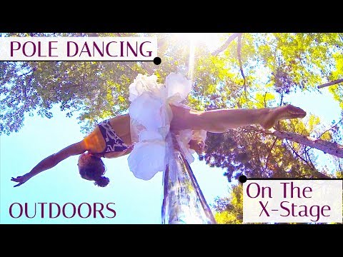 Outdoors On The New X-Stage In My White Skirt : Pole Dancing Outside!!