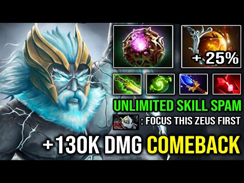 BRUTAL LEVEL 30 ZEUS +130K Damage Comeback Unlimited Skills Instant Delete Support Dota 2
