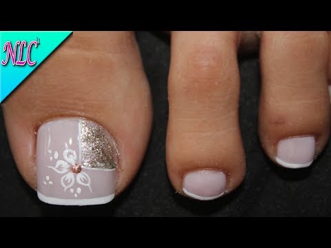DISEÑO DE UÑAS PARA PIES FLOR Y FRANCÉS MUY FÁCIL – FLOWERS & FRENCH NAIL ART – NLC