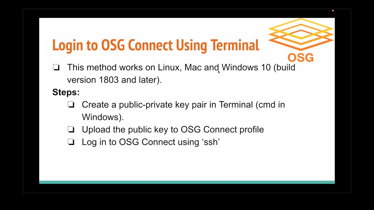 Creating Keys and Logging Into OSG Connect on the Terminal (Mac/Linux/Windows10)