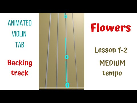🌼 FLOWERS by Miley Cyrus | Violin 🎻Lesson 1-2 Backing Track | Animated Violin TAB | MEDIUM tempo