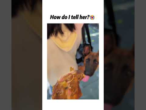 Puppy, give me back my chicken leg!😭