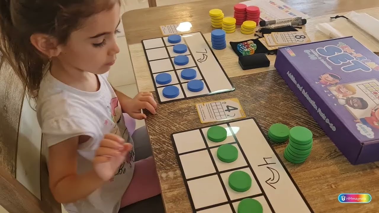 Super Fun Magnetic Ten Frames for Kids (Comes with Colorful Counters, Flash Cards and Dice)