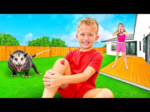 Ein Opossum hat Levi bei uns zu Hause angegriffen