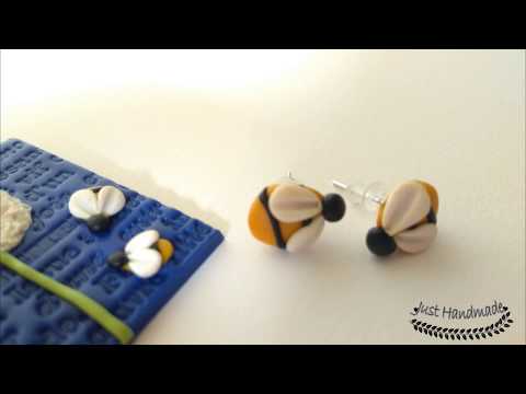 ~JustHandmade~ Polymer clay (fimo) bee - earrings