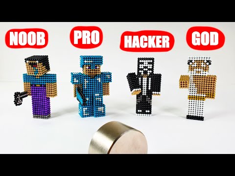 Magnet Art - Minecraft NOOB vs PRO vs HACKER vs GOD: How to fight monster magnets magnet Minecraft beginner vs pro vs hacker vs god