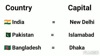 India Pakistan Bangladesh Capital | pakistan ki Rajdhani/Bangladesh ki rajdhani/India ki rajdhani